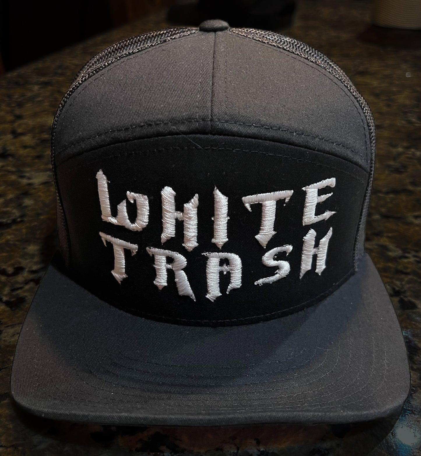 WHITE TRASH EMBROIDERED HAT